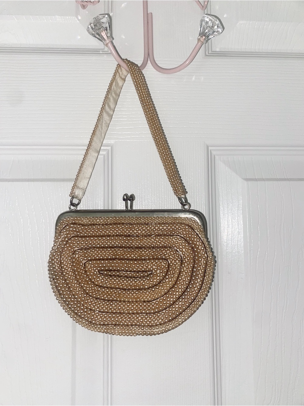 Beaded Evening Shoulder Bag in Gold - Elegant Vintage Style